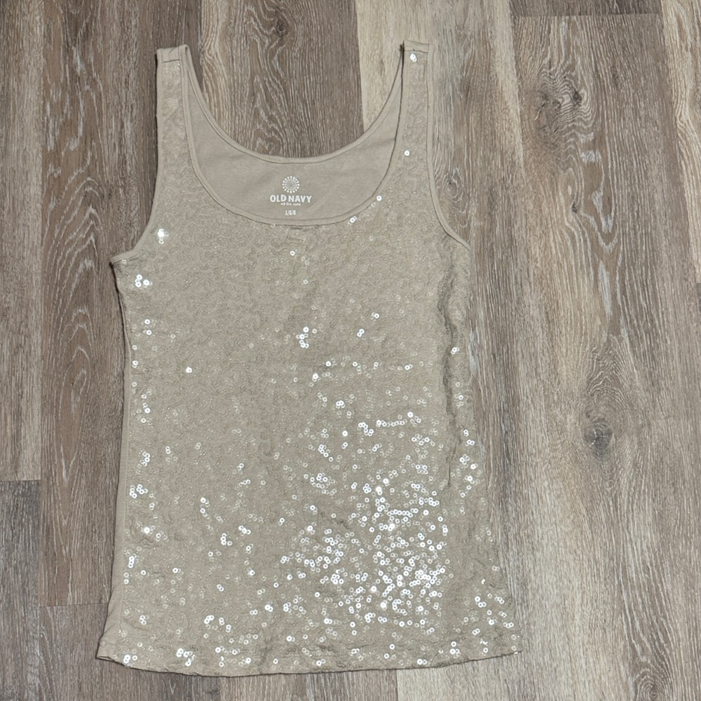 Women's Sparkling Sequin Tank Top - Beige - Size Large. NWOT. Old Navy